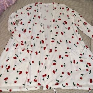 White LulaRoe Cherry Swing Cardigan medium